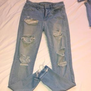 Light blue ripped skinny jeans